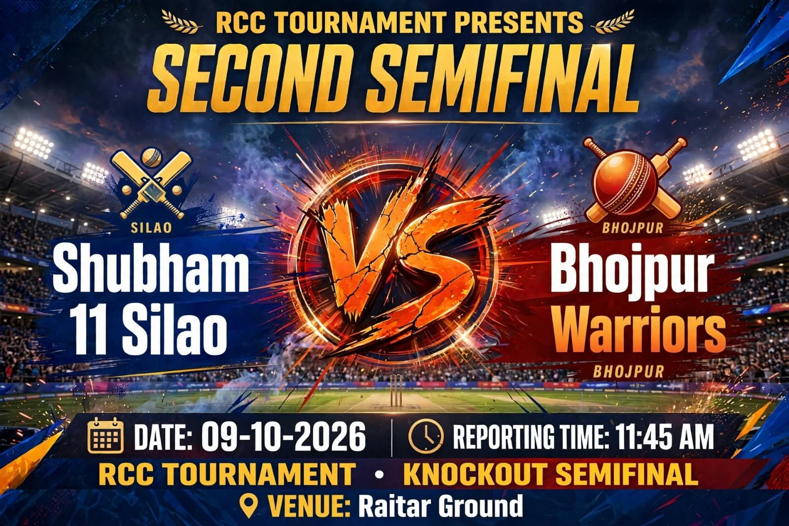 RCC Shubham 11 silao Vs Bhojpur Warriors
